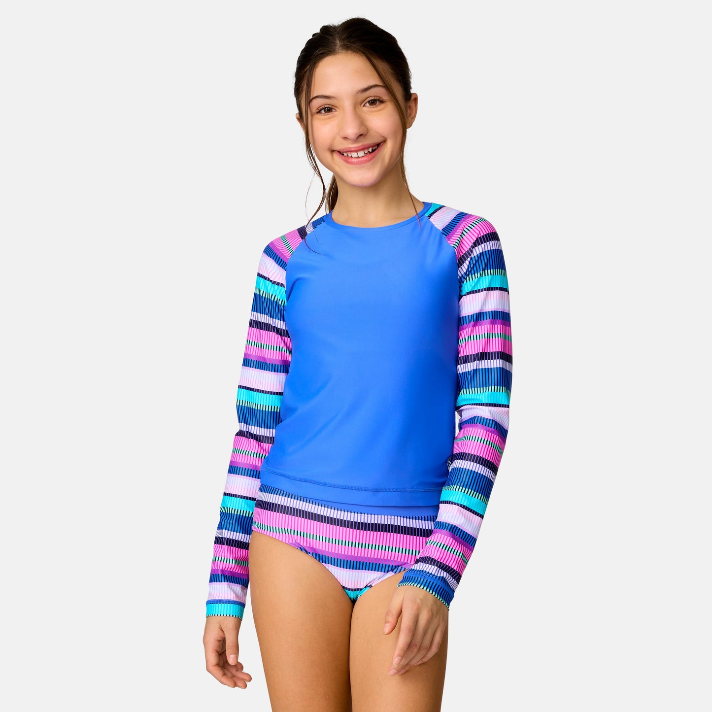 Girls' Marina Stripe Rash Guard and Bikini Swim Set