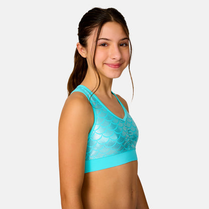 Girls' Foil Mermaid Rash Guard and Bikini Swim Set