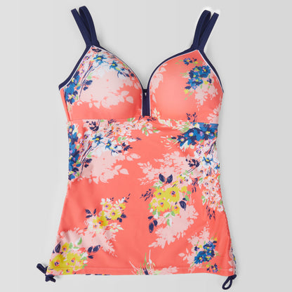 Women's Plus Size Poolside Bouquet Double Strap Tankini Top