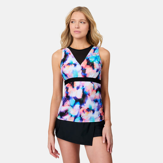 Women's Dreamy Floral Mesh V-Neck Tankini Top
