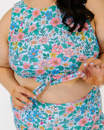 Trellis Floral Knotted Crop Top