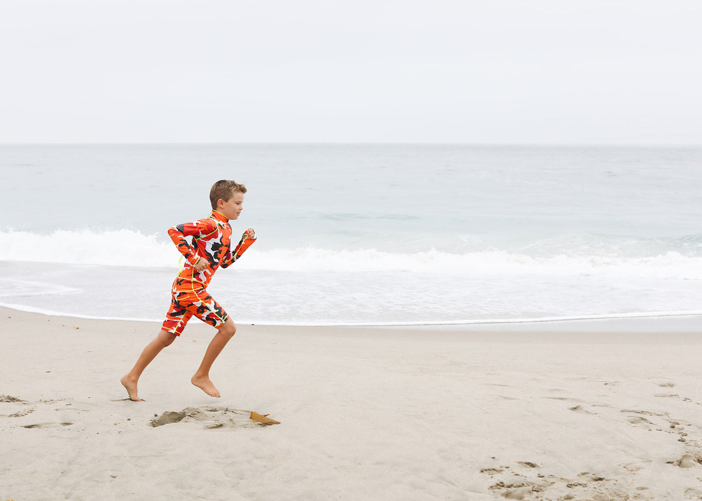 Boy's Short Body Swimsuit - UPF 50+ Sun Protective Swimwear - Red Camo