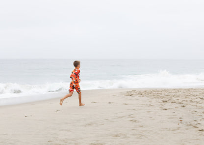 Boy's Short Body Swimsuit - UPF 50+ Sun Protective Swimwear - Red Camo