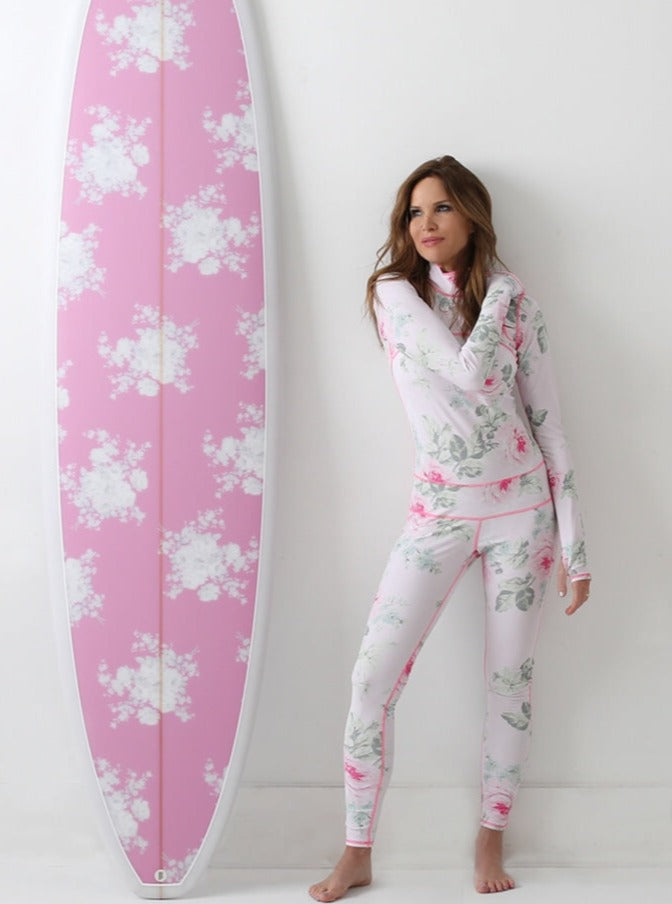 Women's  "Classic" UPF 50+ Sun-protective Full Body Long Swimsuit - Royal Bouquet Pink *FINAL SALE*