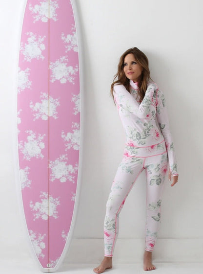 Women's  "Classic" UPF 50+ Sun-protective Full Body Long Swimsuit - Royal Bouquet Pink *FINAL SALE*