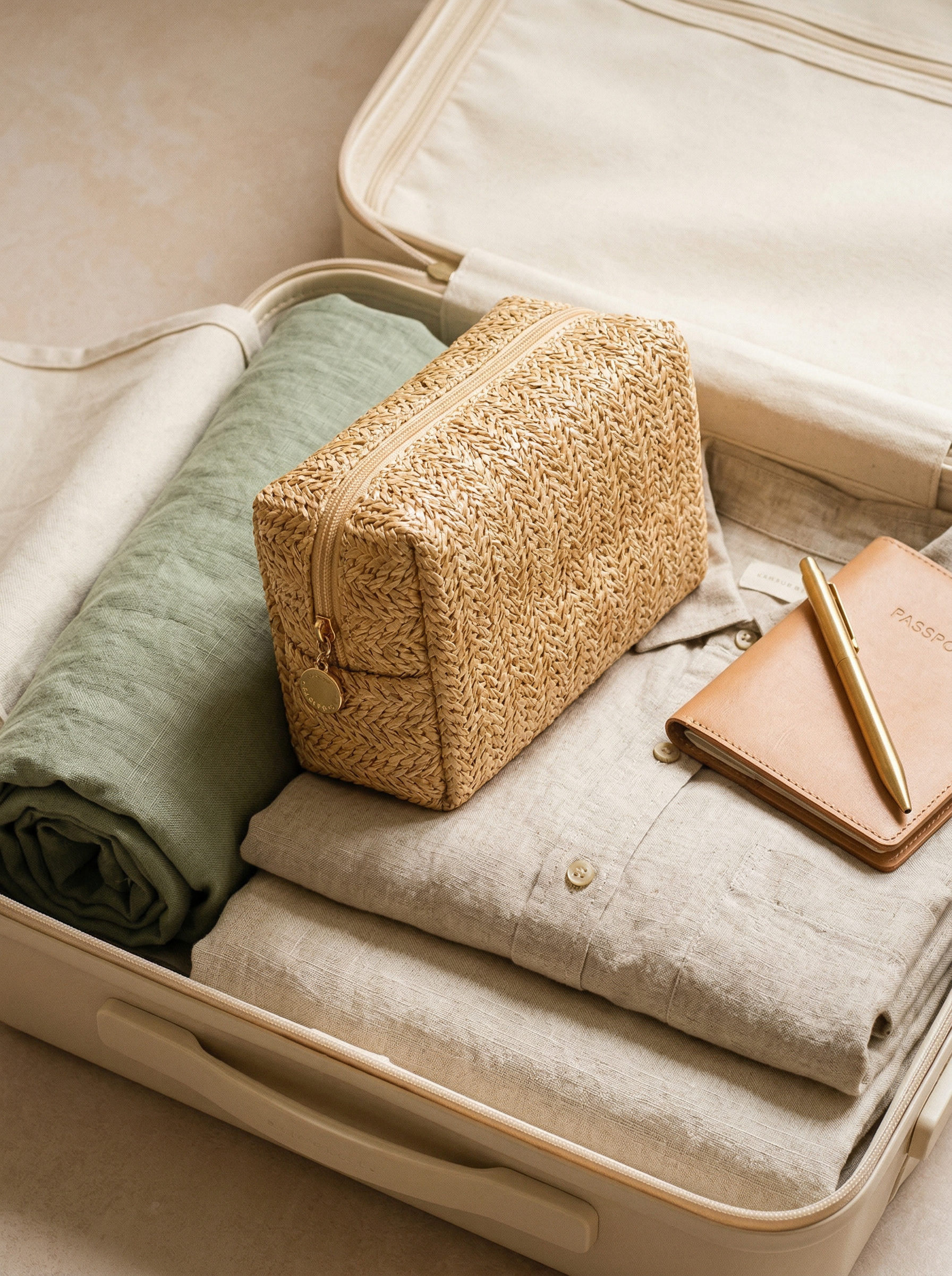 cloth travel makeup bag Vintage Woven Straw Makeup Bag Travel Cosmetic Toiletry Organizer Pouc