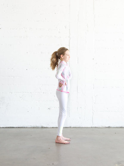 Girl's Pullover Rash Guard - Royal Bouquet Pink Shabby Chic Collab