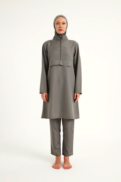Andalus Gray Full Coverage Burkini Set for Women A2503-4