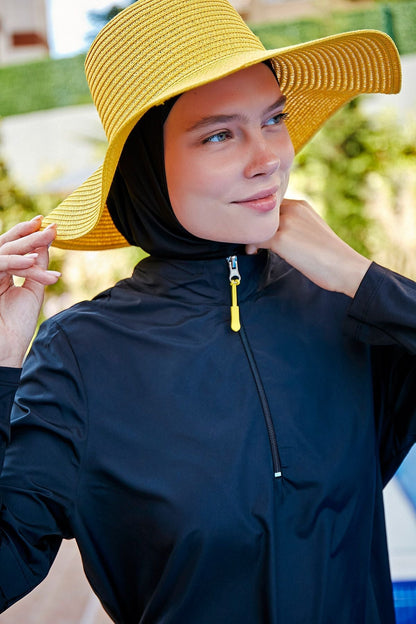 Woven Black Burkini Modest Swimwear M2110