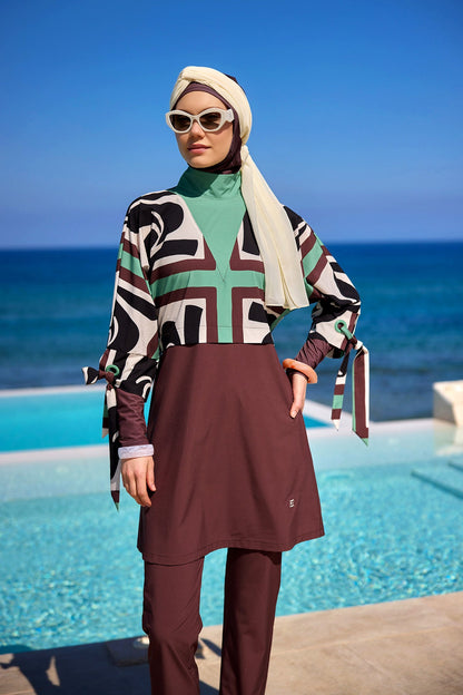 Elegant Black Burkini – Full Coverage Islamic Swimwear Set M2519