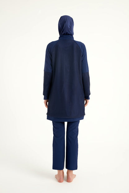 Navy Full Coverage Modest Swimwear Burkini Set M2534-2