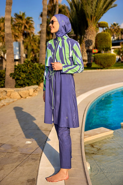 Marina Purple Full-Coverage Modest Swimsuit – M2509
