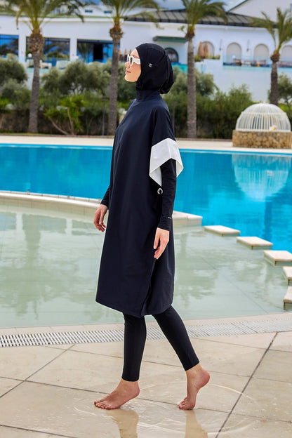 Black Burkini Set Full Coverage Modest Islamic Swimwear M2502