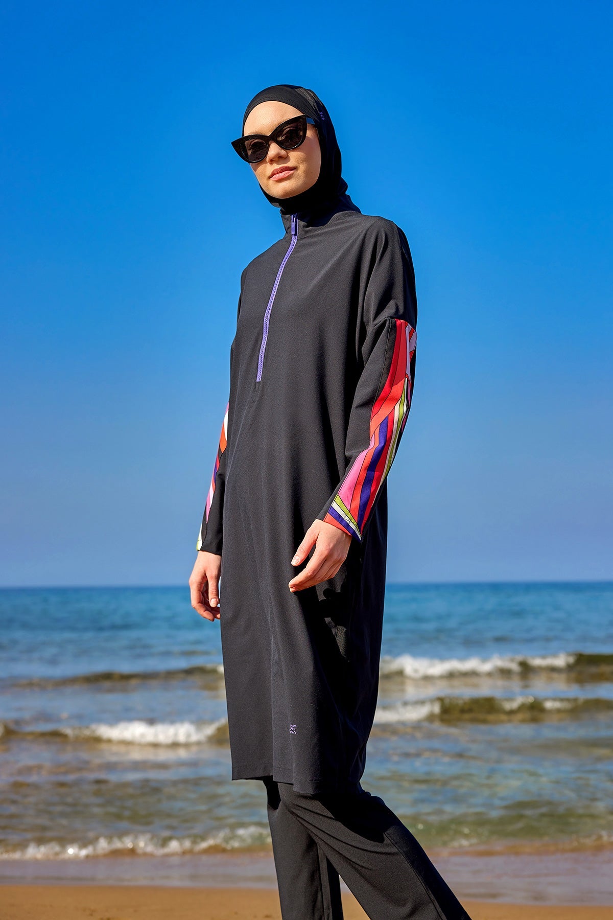 Black Full Coverage Swimwear Burkini Set
