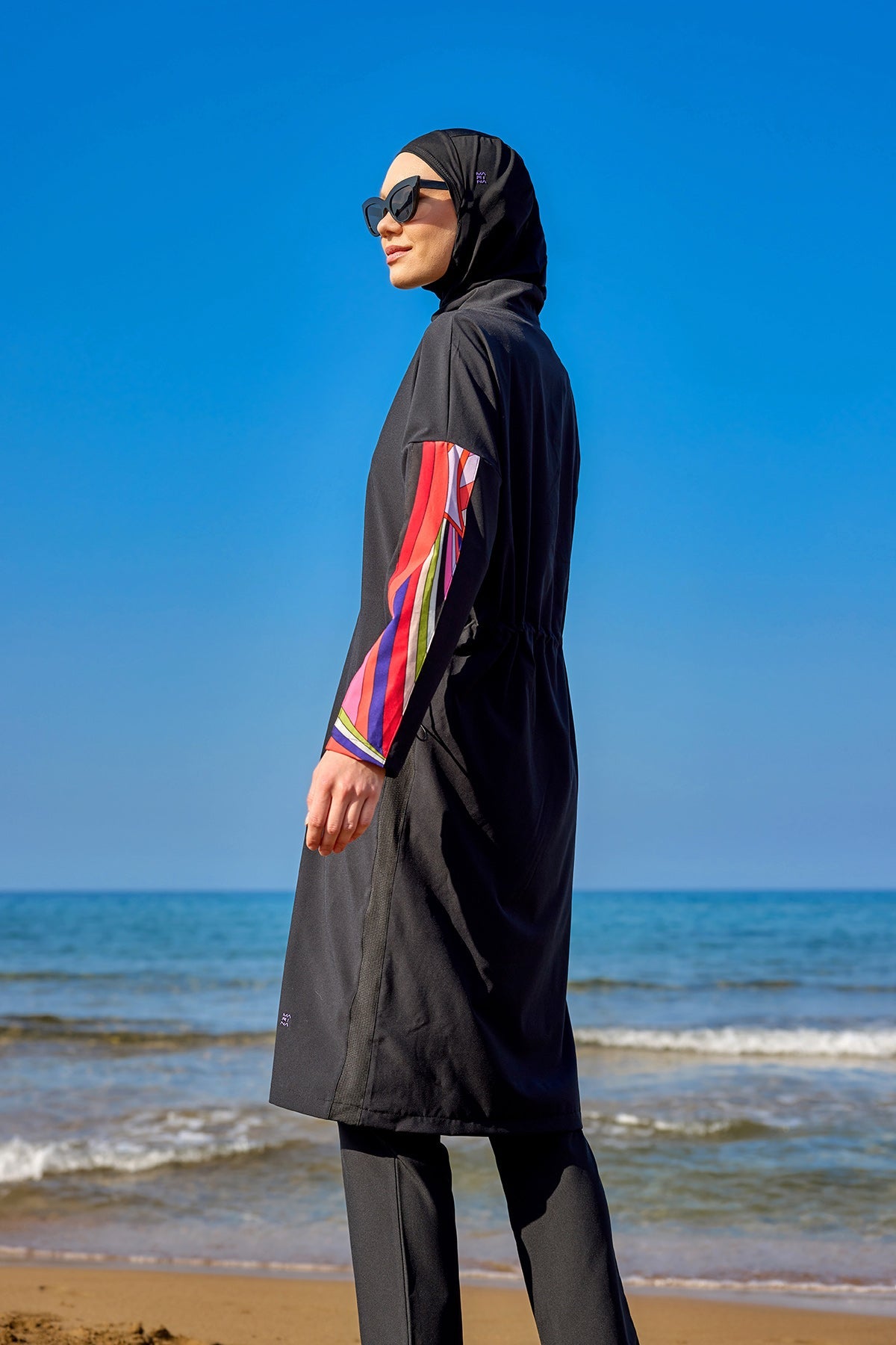 Black Full Coverage Swimwear Burkini Set