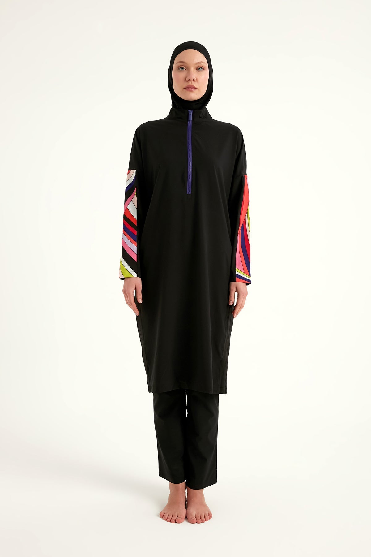 Black Full Coverage Swimwear Burkini Set