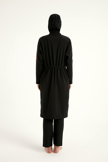 Black Full Coverage Swimwear Burkini Set