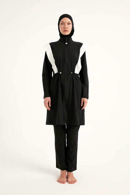 Black Adjustable Waist Modest Burkini Set M2526-1
